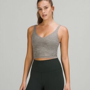 Heathered Grey V-Neck Cropped Align Top